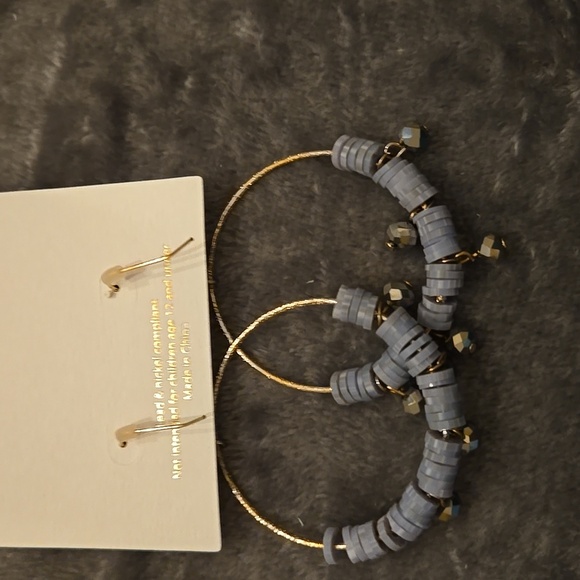 Josslyn Gold and Gray Hoop Earrings - Picture 3 of 3